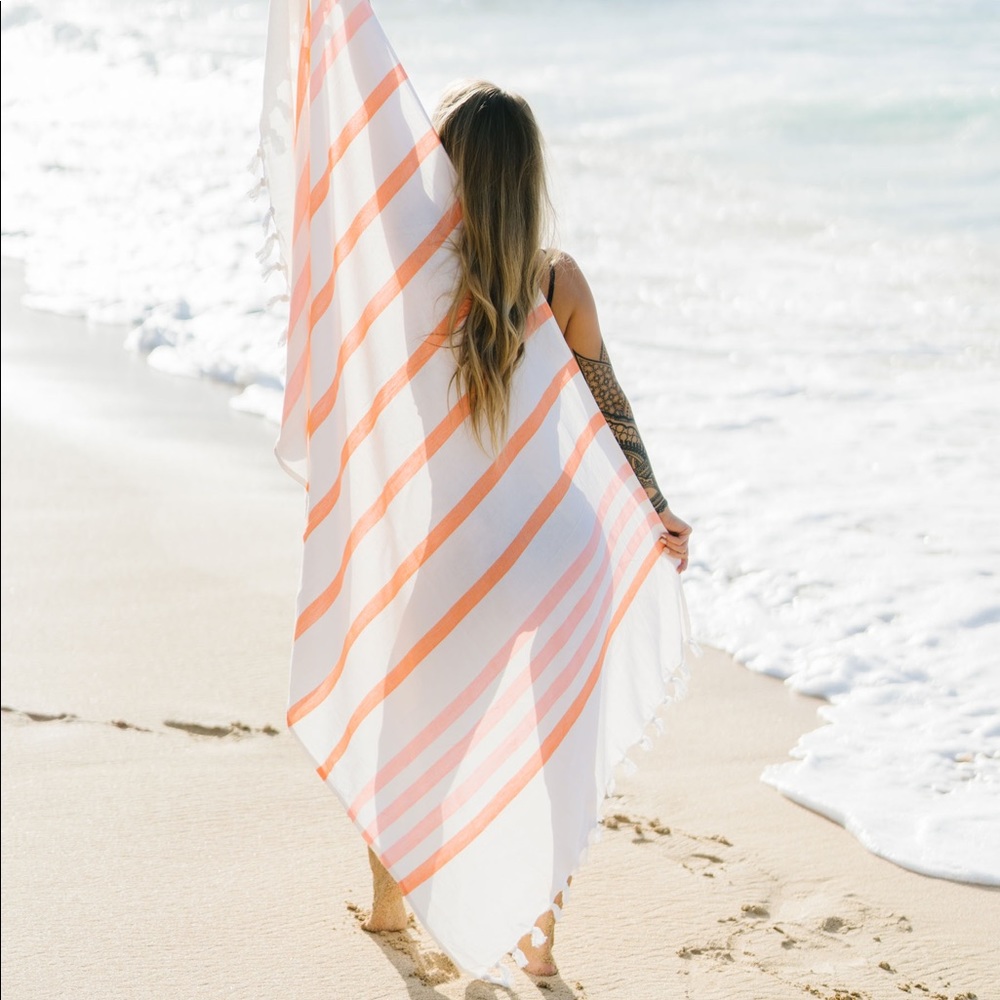 Orange Stripe Riviera Cotton Towel